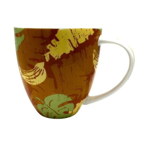 Starbucks Tropical Leaf Bananas Coffee Mug 2006 14 oz Orange Green - Picture 3 of 7